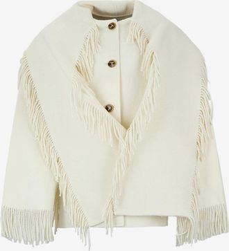 Toteme Kurzer Mantel aus Strickstoff mit Fransen