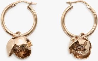 Victoria Beckham Camellia Flower Hoop Earrings In Gold