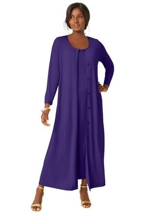 Jessica London 2-Piece Stretch Knit Duster Set in Midnight Violet at Nordstrom, Size 28