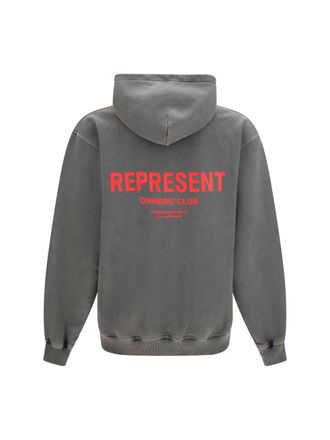 Represent Mens Owners Club Hoodie Washed Black Cotton Sweatshirts Sweater