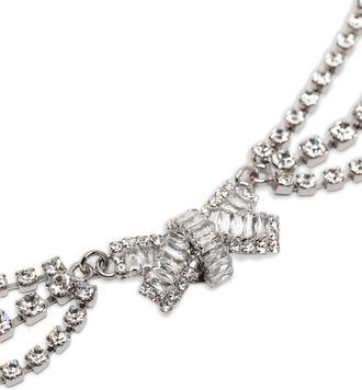 Alessandra Rich Bow and Crystal-Embellished Necklace - Silver