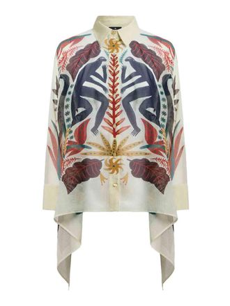 Etro Shirt With Handkerchief Hem And Placed Print