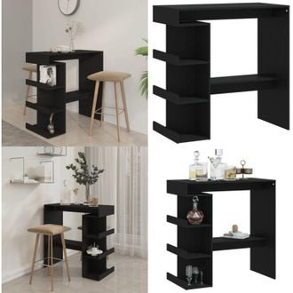 vidaXL Tavolo da Bar con Ripiani Nero 100x50x101,5 cm in Truciolato - Ripiani - Tavolo da pranzo