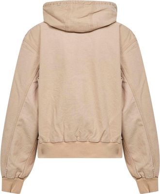 Carhartt Work in Progress Womens Hooded Jacket Og Active Brown Cotton Bomber