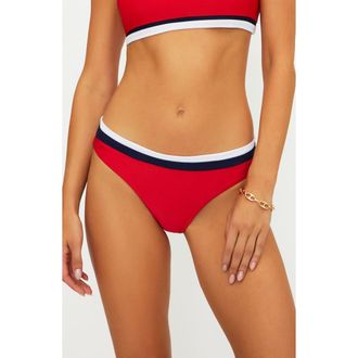 Beach Riot Saffron Rib Colorblock Bikini Bottoms in Crimson Firework Colorblock at Nordstrom, Size X-Small