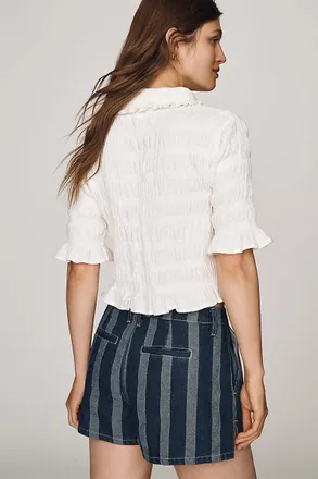 Maeve Smocked Button-Front Top