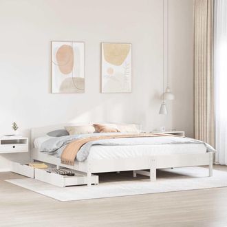 vidaXL Vidaxl - Giroletto Senza Materasso Bianco 200x200 Cm Legno Massello Pino