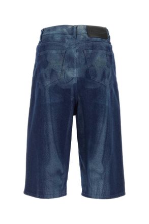 Off-white Mens Denim Bermuda Shorts Blue Exterior: Cotton