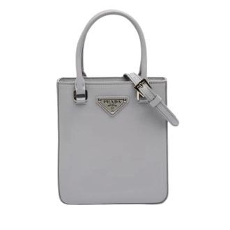 Prada Pre-owned Satchel Bag - Dames - Pre-owned - Grijs - Maat: ONE Size Leer