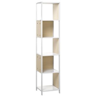 Beliani Beliani - Estante Blanco Con Madera Clara 165 X 35 Cm 5 Niveles Estilo Moderno Minimalista Bogota