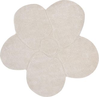 Beliani Area Rug Light Beige Wool 140 x 140 cm Irregular Flower Shape Accent Rug KOKKINI