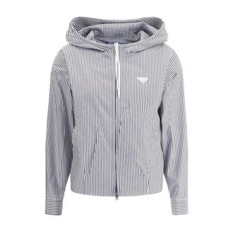 Prada Zip-throughs, female, Multicolor, Size: M Striped Hooded Jacket