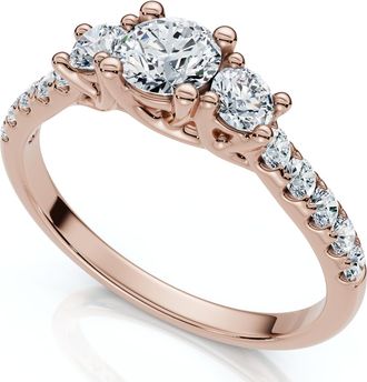 Pompeii3 3/4ct Elira Three Stone Diamond Ring 10K Gold Lab Grown