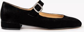 Penelope Chilvers WomenS Low Mary Jane Diamante Velvet Shoes In Black