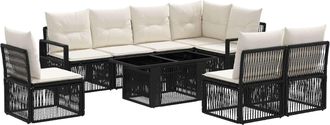 vidaXL Conjunto De Sof&aacute;s De Jard&iacute;n 9 Uds. Negro Y Blanco Crema Vidaxl