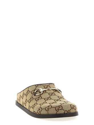 Gucci Womens Beige Cotton Mules