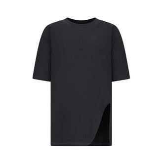 The Attico T-Shirts, female, Black, Size: 2XS Asymmetric Hem Oversize T-Shirt