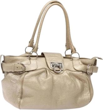 Ferragamo Pre-owned Handbags, female, Beige, Size: ONE SIZE Pre-owned Leather Handbag