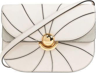 Furla Sfera S White Leather Curved Flap Bag