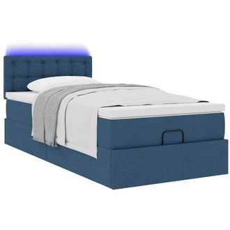 vidaXL Estructura De Cama Otomana Con Colch&oacute;n Tela Azul 80x200cm Vidaxl