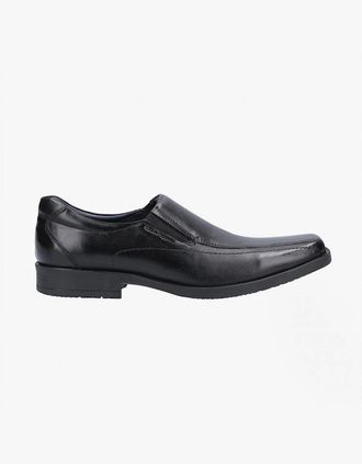 Hush Puppies Mens Hush Puppies BRODY Mens Leather Slip On Shoes Black - Size: 12