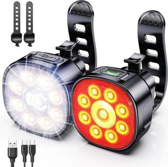No Brand Luces Led Para Bicicleta, Luces Delanteras Y Traseras, Recargables Por Usb, Foco Superbrillante, Ip65, Resistentes Al Agua, Para Bicicleta De Carreter