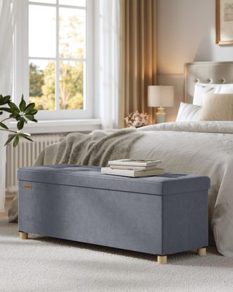 Songmics Puff almacenaje plegable de 38 x 110 x 40 cm de color gris