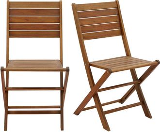Miliboo Set De 2 Sillas De Jard&iacute;n Plegables De Acacia Maciza Canopee