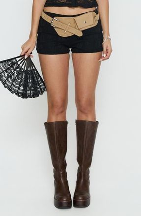 Princess Polly Daveney Lace Micro Shorts in Black at Nordstrom, Size 12