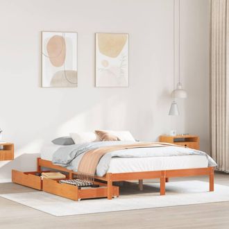Berkfield Home Bed Frame without Mattress Wax Brown 120x200 cm Solid Wood Pine | Size: Small Double