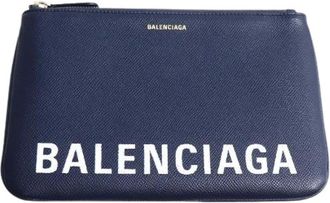 Balenciaga Pre-owned Clutches, female, Blue, Size: ONE SIZE Pre-owned Ville Leather Clutch Bag