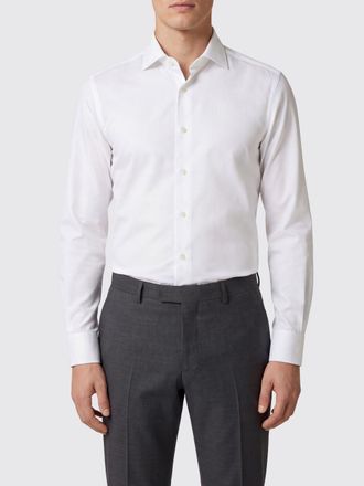 Canali Camicia slim fit in popeline di cotone con collo alla francese