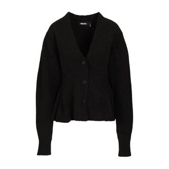 Rotate Rotate Birger Christensen, Truien & Vesten, Dames, Zwart, L, Wol, Peplum Alpaca Cardigan