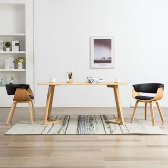 vidaXL Sillas De Comedor 2 Uds Madera Curvada Y Cuero Sint&eacute;tico Negro
