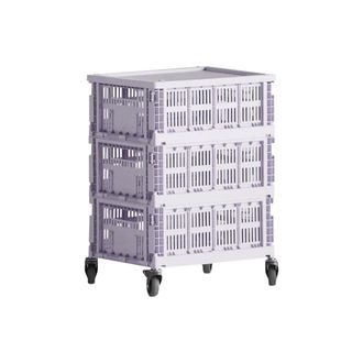 HAY Colour Crate Beistelltisch auf Rollen, medium, lavender, recycled