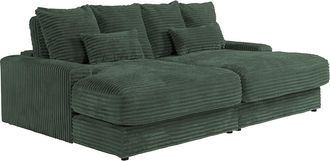 Pascal Morabito Sof&aacute; de 3 plazas c&oacute;modo con asiento profundo de pana color verde pino CALAZO de Pascal Morabito