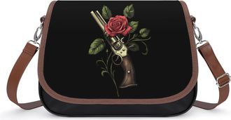 Generic Guns Crossbody Bag Womens Handbag PU Message Bags Shoulder Purse with Adjustable Strap