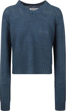Maison Margiela V-hals Truien - Dames - V-hals truien - Blauw - L - Truien & Vesten