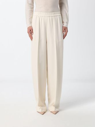 Fabiana Filippi Pantaloni palazzo in cady con vita elasticizzata e monile