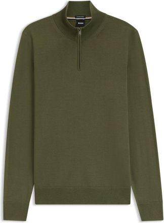 BOSS Merino-wool sweater with zipper neck