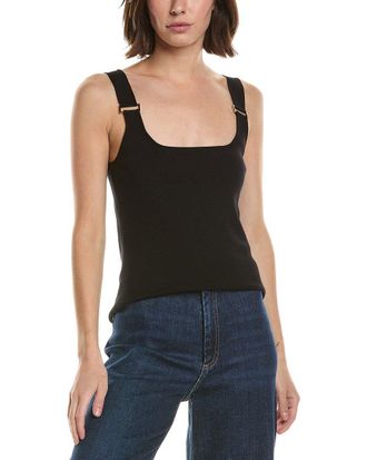 T Tahari Double Square Neck Rib Tank