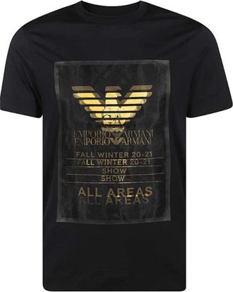 Armani Navy Blauw T-shirt met korte mouwen - Heren - T-shirts - Zwart - S - Katoen - Tops