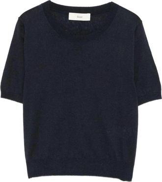 Dunst Linnen Ronde Hals Trui - Dames - Ronde hals truien - Blauw - M - Linnen - Truien & Vesten