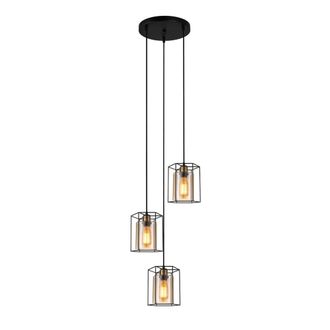 Netlighting Kalula Industrial Retro 3 Light Cluster Pendant Ceiling Light E27 in Black