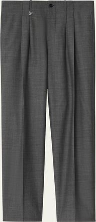 Burberry Mens Wool Double Pleated Trousers
