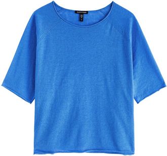 EILEEN FISHER organic linen and cotton royal outlets blue long sleeve top shirt XS