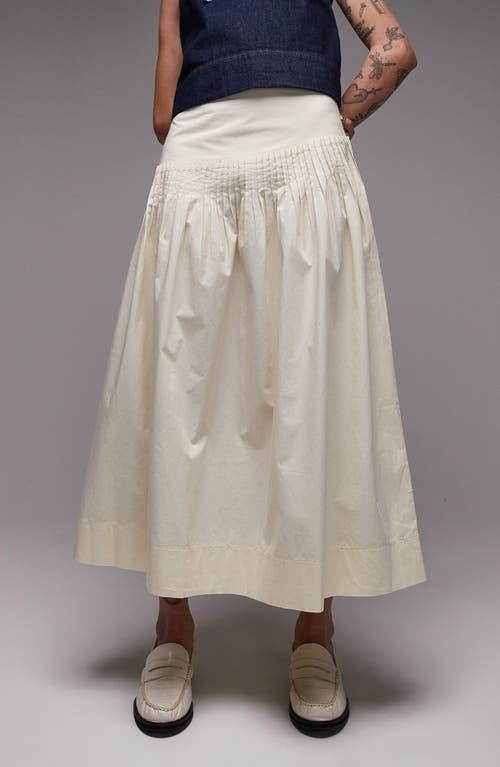 Topshop Pintuck Cotton Poplin Maxi Skirt in Cream at Nordstrom