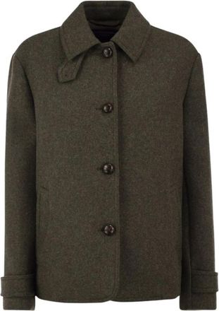 Max Mara Single-Breasted Coats - Dames - Mantel - Groen - S - Jassen