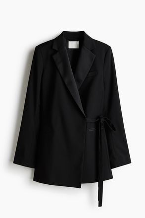 H&M Wickelblazer mit Bindedetail - Schwarz