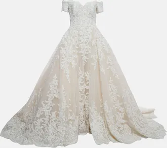 Zuhair Murad White Embroidered Tulle Wedding Gown